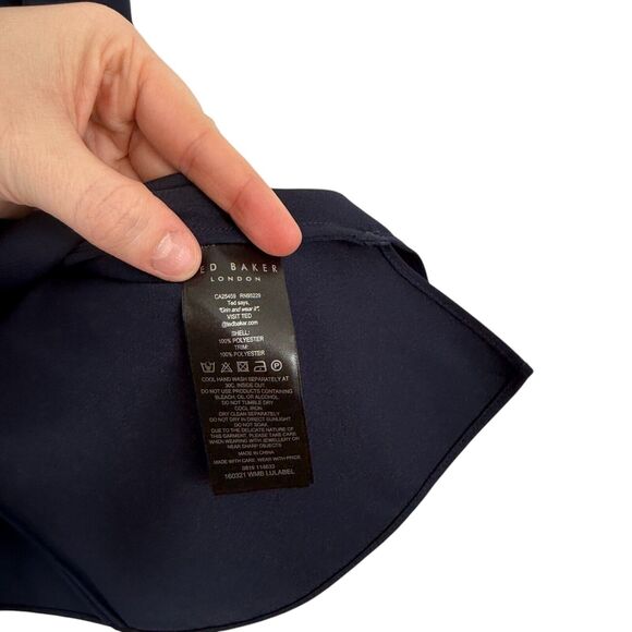 Ted Baker London Lace Insert Sleeveless Top Navy Blue Career NWT Womens 1 US 4 - Picture 5 of 7